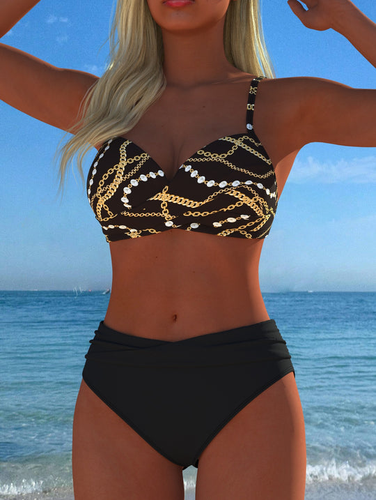 Damen Bikini-Set mit elegantem Kettenmotiv und komfortablem Schnitt R&B
