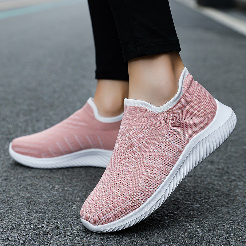 Damen Sportliche Slip-On Sneakers mit atmungsaktivem Strick-Obermaterial R&B