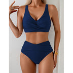 Damen Hochtailliertes Bikini-Set mit raffiniertem Wickeldesign R&B