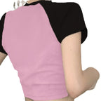 Damen Crop-T-Shirt mit kreativem Kaffee-Motiv und lässiger Passform R&B