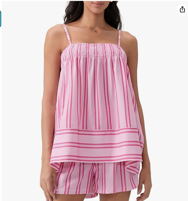Damen Lässiges Schlafanzug-Set mit verstellbaren Trägern und asymmetrischem Saum R&B