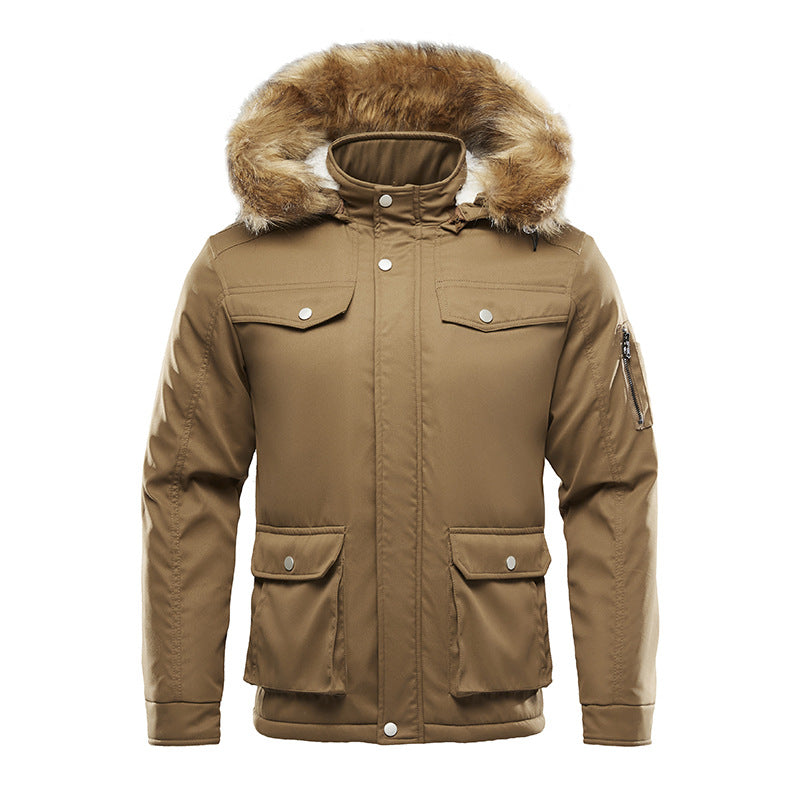 Herren isolierte Winterjacke mit abnehmbarer Kapuze und Futter R&B