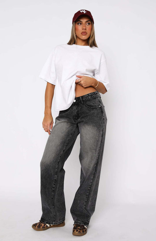 Damen lässige weite Jeans mit hohem Bund und modischem Schnitt R&B