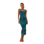 Damen Figurbetontes Maxikleid mit ästhetischem Blumendesign und Schlitzdetails EB