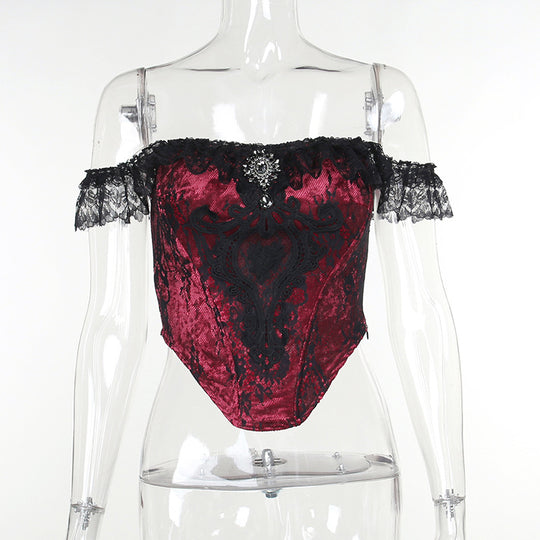 Damen figurbetonte Bluse mit Rüschendetails und Schnürung R&B