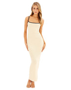 Damen Maxikleid mit schmalem Rippmuster und verstellbaren Spaghettiträgern R&B