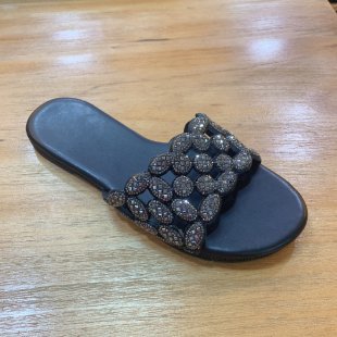 Damen elegante Riemchen-Sandalen mit funkelnden Schmuckelementen R&B