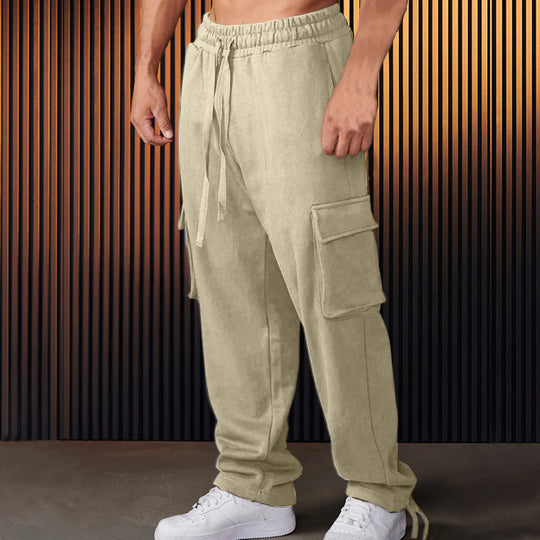 Herren entspannte Cargo-Hose mit praktischem Taschen-Design und elastischem Bund R&B
