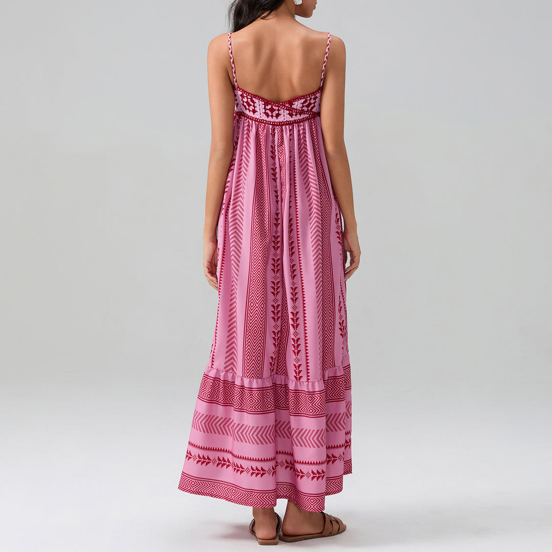 Damen Maxikleid mit raffiniertem Boho-Muster R&B