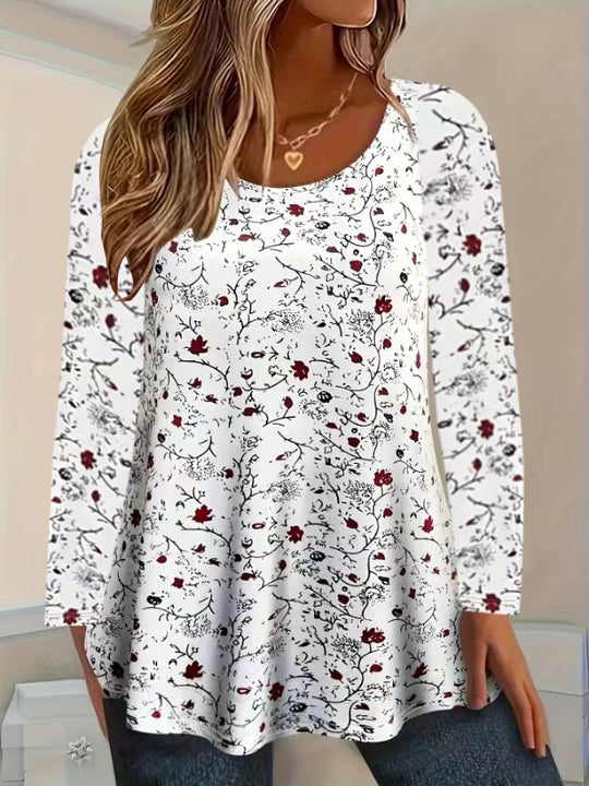 Damen Blusenshirt mit floralen Akzenten und lockerer Passform R&B