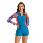 Damen Rashguard Anzug mit Hohem Kragen und Farbblock-Design R&B
