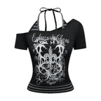 Damen Off-Shoulder Top mit grafischem Design