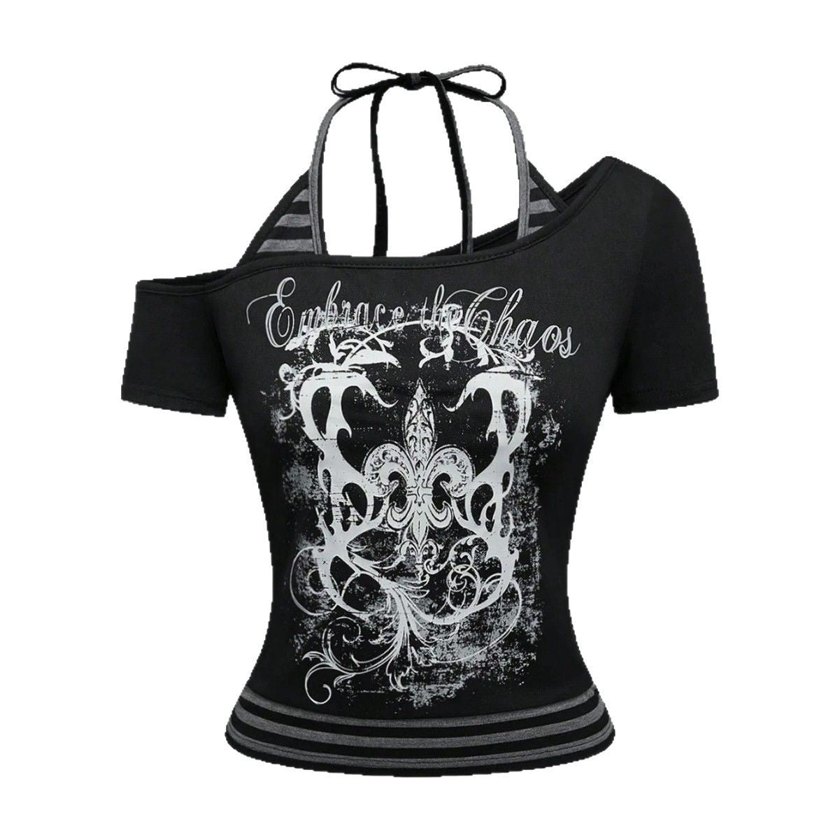 Damen Off-Shoulder Top mit grafischem Design