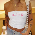 Damen Bandeau-Top mit auffälligem Statement-Aufdruck R&B