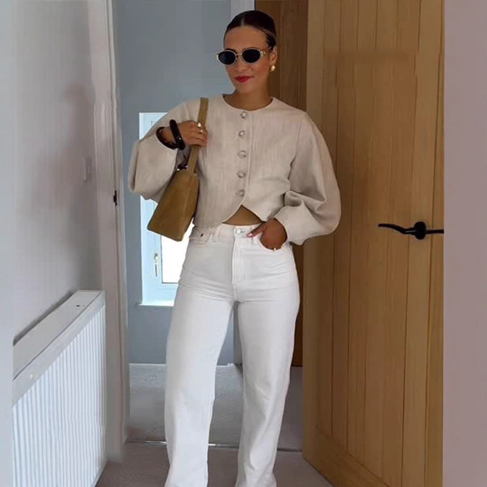 Damen Modische Jacke mit voluminösen Ärmeln R&B