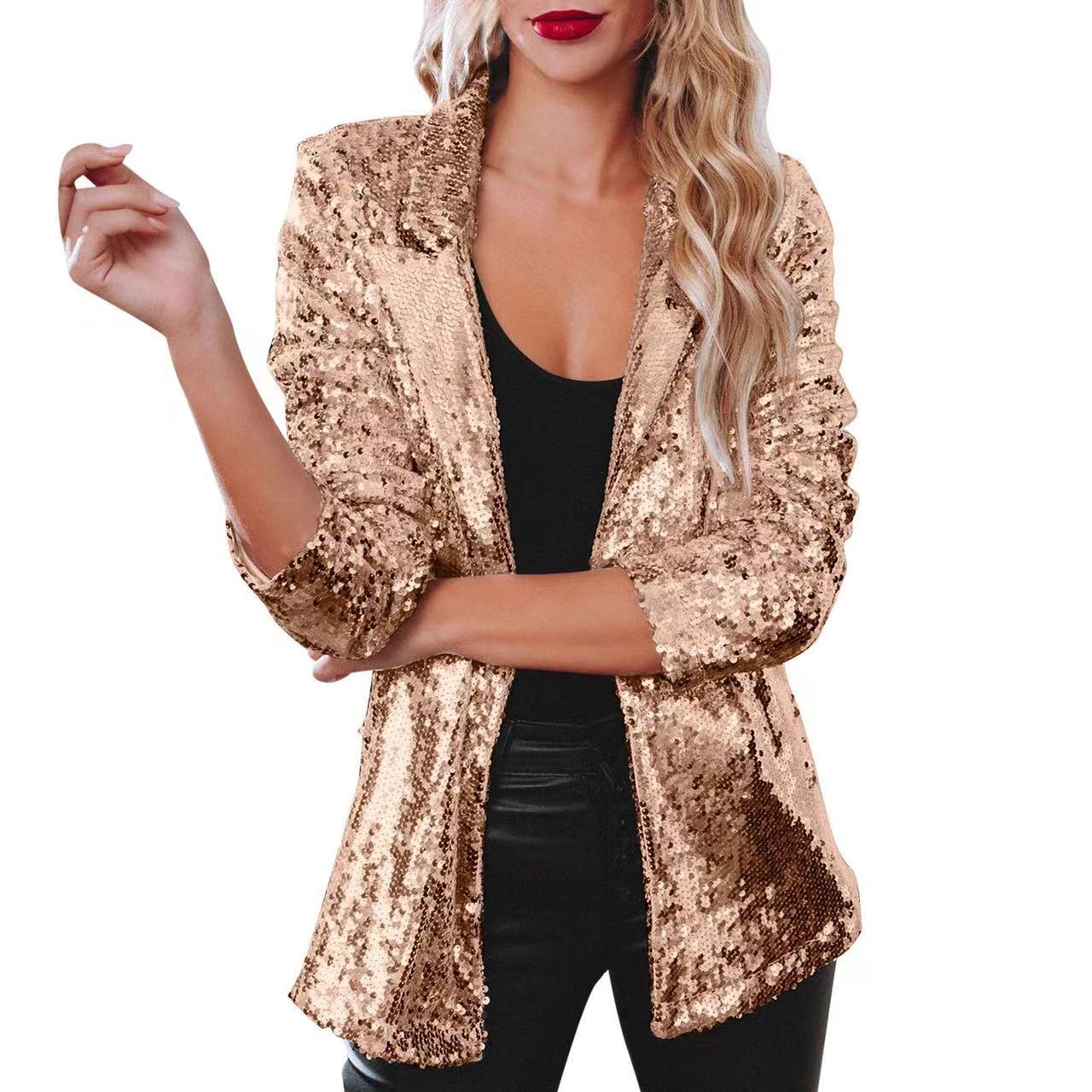 Damen Paillettenjacke mit weitem Schnitt und eleganten Details R&B