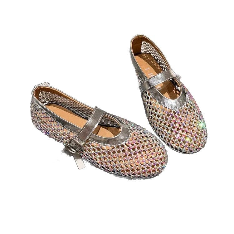 Damen Funktionsfähige Ballerinas mit glamouröser Blink-Applikation R&B