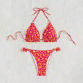 Damen Triangel-Bikini mit verspieltem Blumenmuster und Rüschendetails R&B