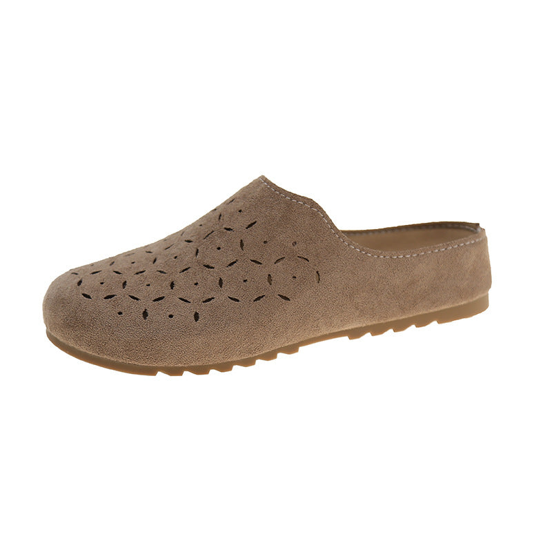 Damen Atmungsaktive Home-Sandalen aus Wildleder mit eleganter Lochung R&B