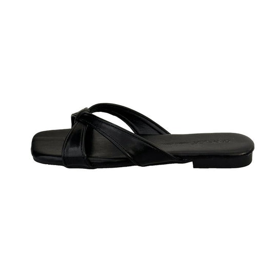 Damen bequeme Zehentrenner-Sandaletten mit modernem Knoten-Design R&B