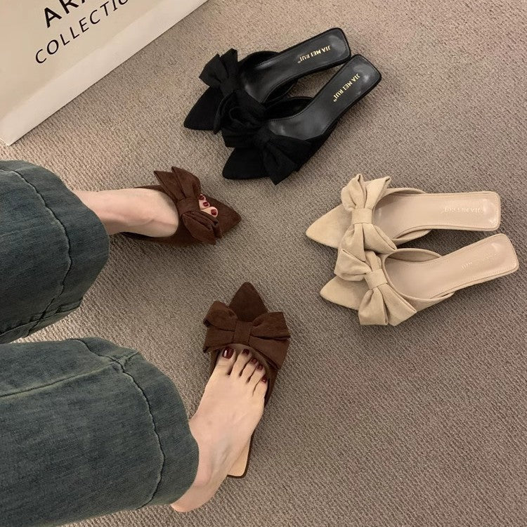 Damen elegante Pantolette mit dekorativem Schleifenapplikation R&B