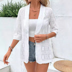 Damen Spitzenblazer mit filigranem Motiv und kurzem Arm R&B