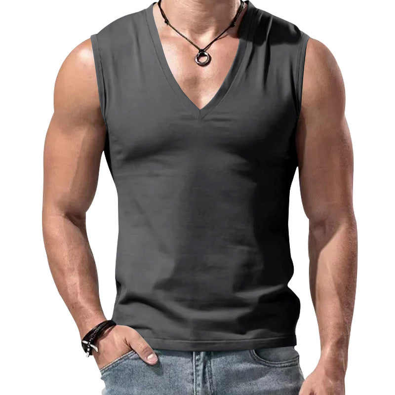 Herren nan figurbetontes ärmelloses V-Ausschnitt Muskelshirt R&B
