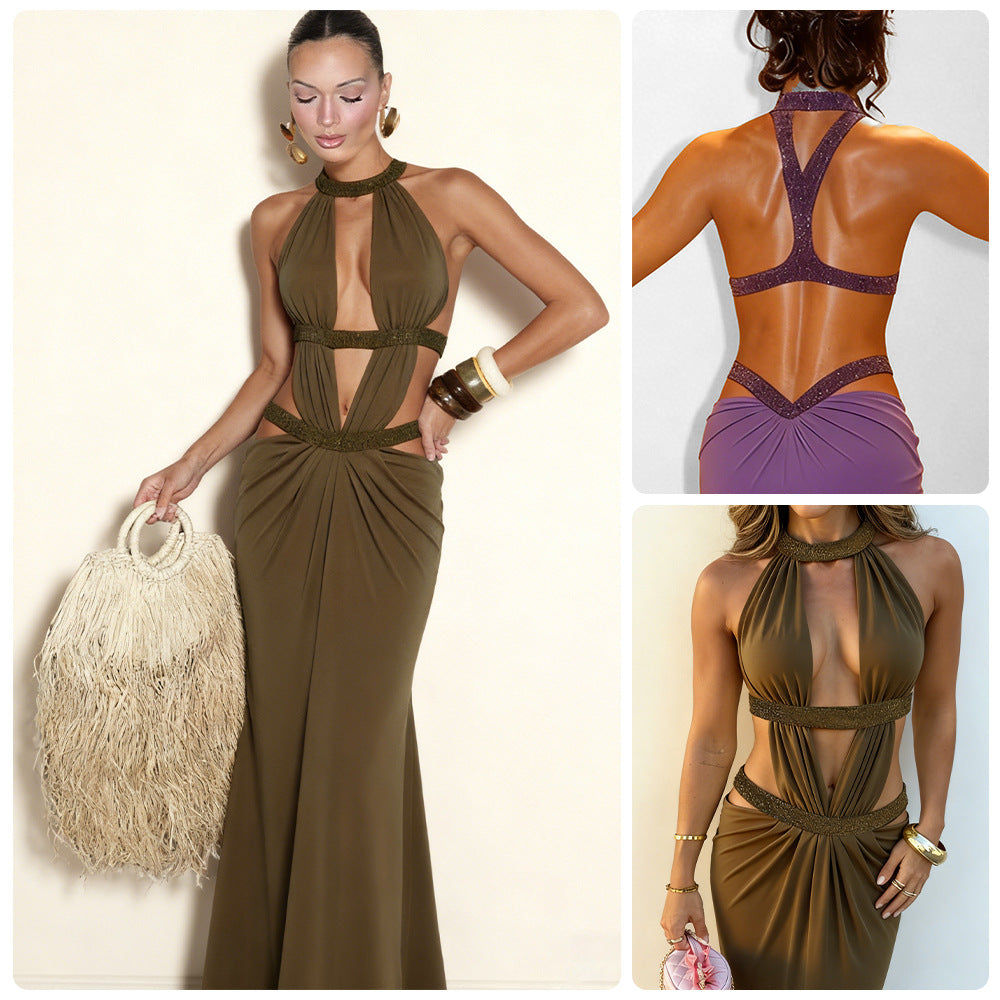 Damen Elegantes Abendkleid mit aufregendem Cut-Out-Design und funkelnden Akzenten EB