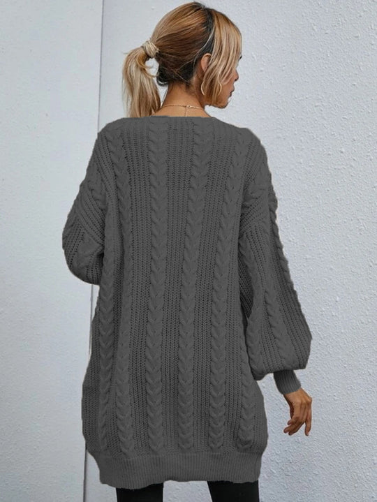 Damen Grobstrickjacke mit tiefem V-Ausschnitt und lässigem Schnitt R&B