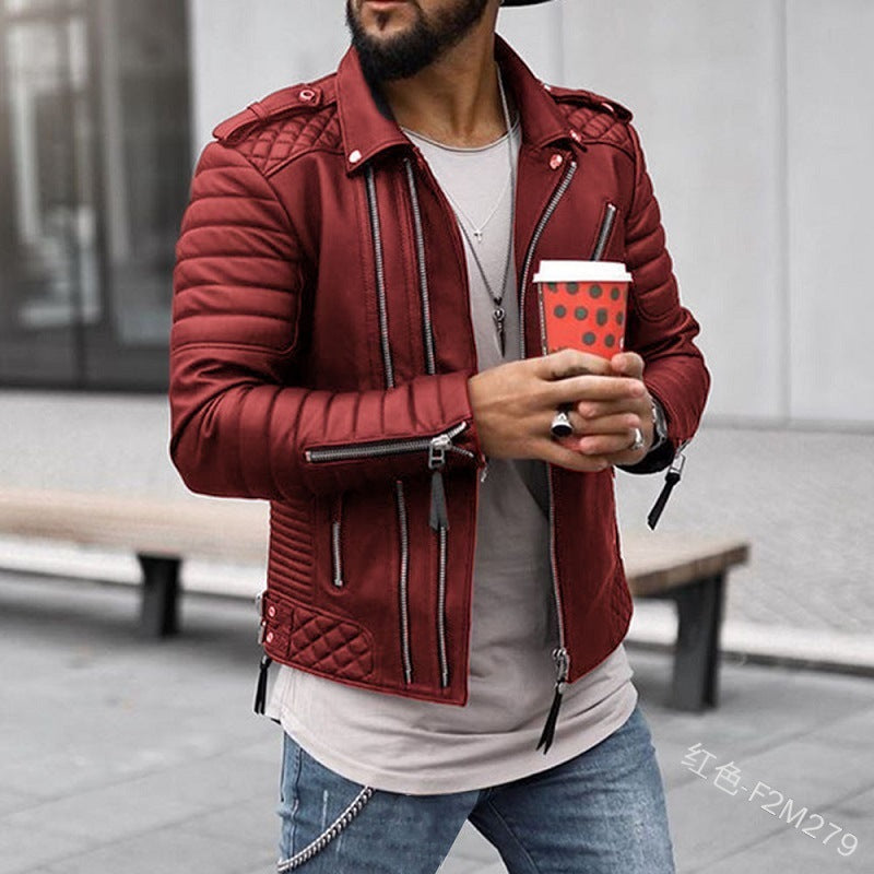 Herren Bikerjacke mit Steppungen und Reißverschlüssen R&B