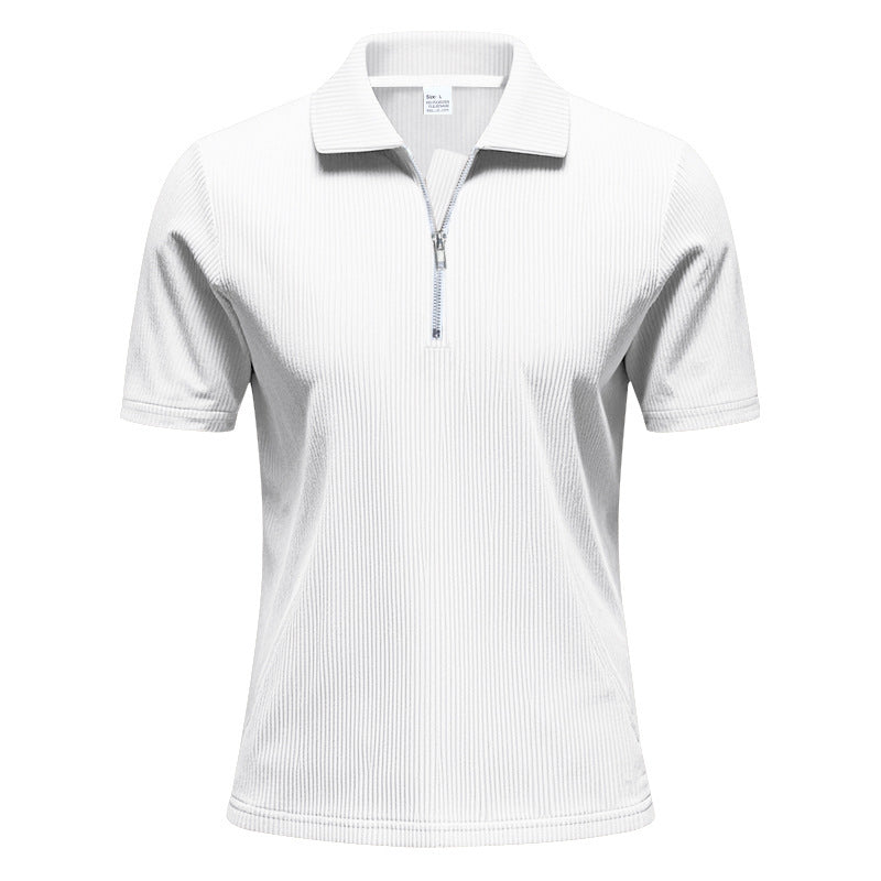 Unisex nan kurzärmeliges Halbzip-Polo aus geripptem Jersey mit Hemdkragen R&B