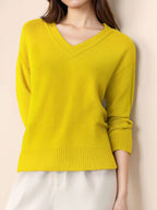 Damen Pullover mit V-Ausschnitt und strukturierter Optik R&B