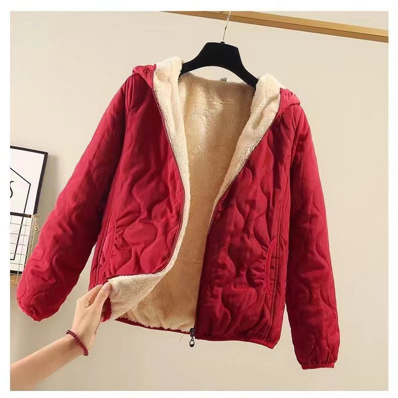 Damen gesteppte Winterjacke mit Kapuze R&B