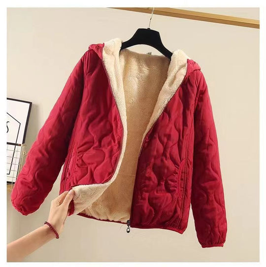 Damen gesteppte Winterjacke mit Kapuze R&B