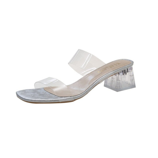 Damen transparente Mules mit blockiertem Acrylabsatz R&B