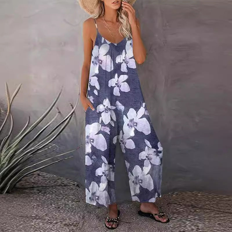 Damen lässiger Jumpsuit mit zartem Muster R&B