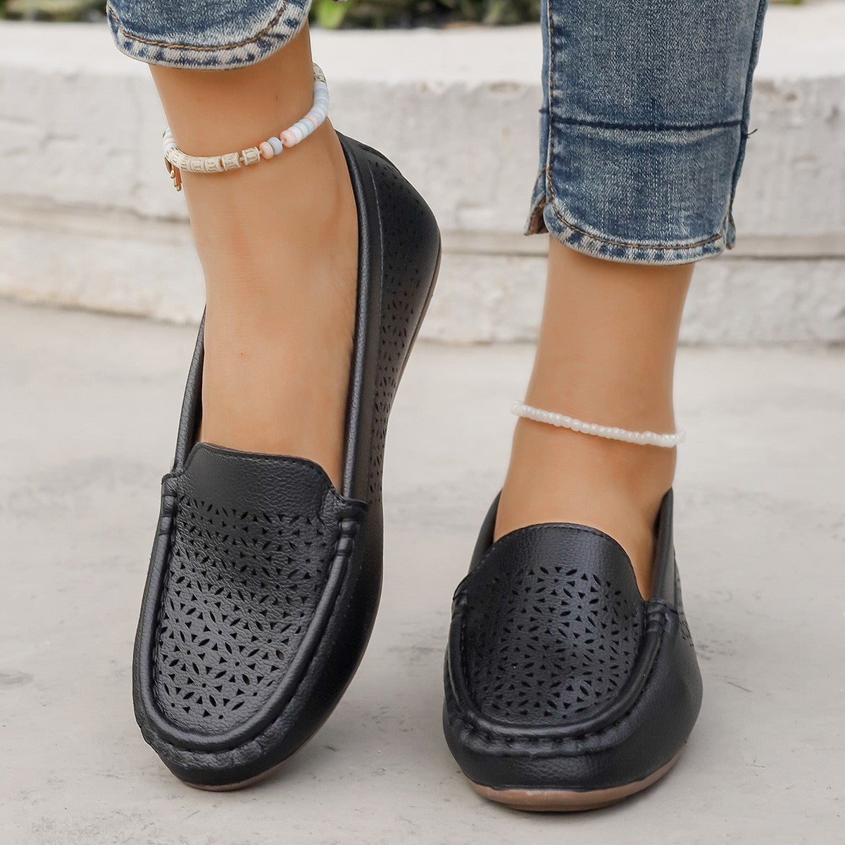 Damen slip-on Loafers mit durchbrochenem Design R&B