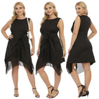 Damen elegantes asymmetrisches Kleid mit Knoten-Details R&B