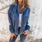 Damen leicht taillierte Cordjacke mit praktischen Taschen R&B