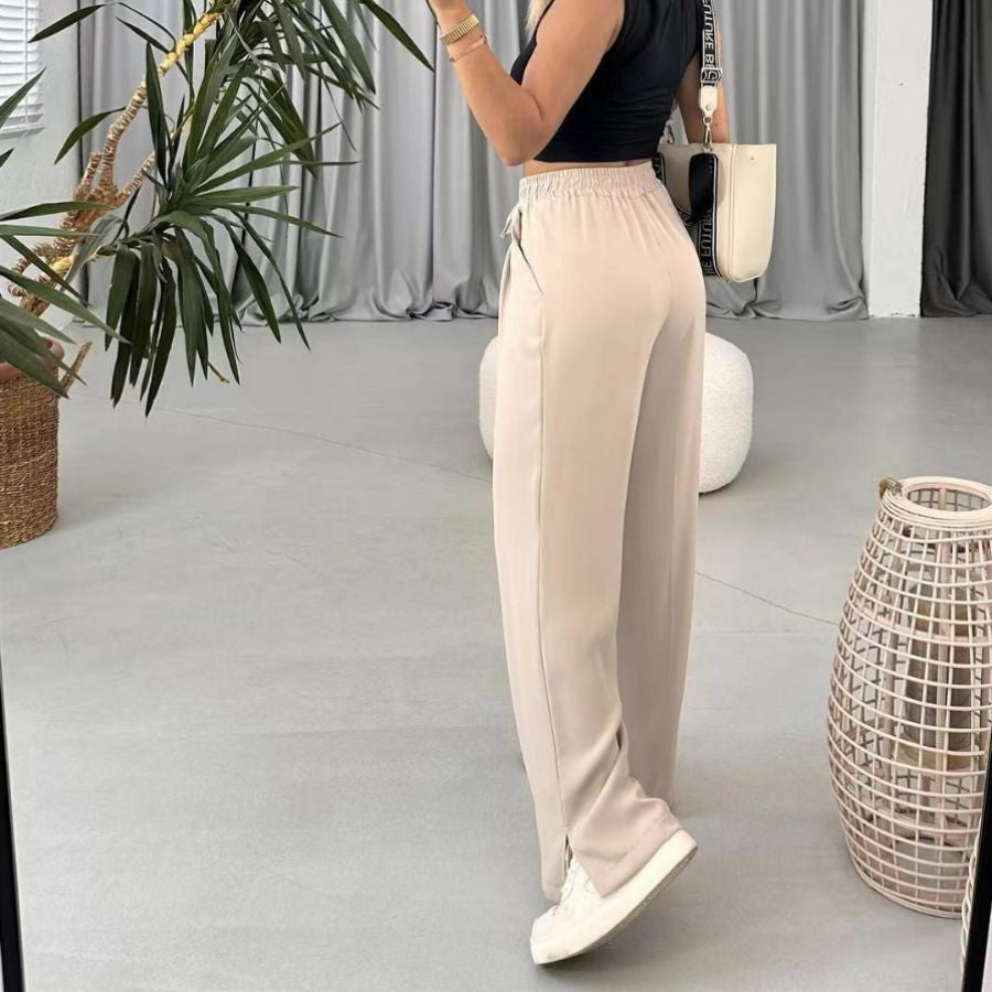 Damen Weite Freizeithose mit elastischem Bund und verstellbarem Kordelzug R&B