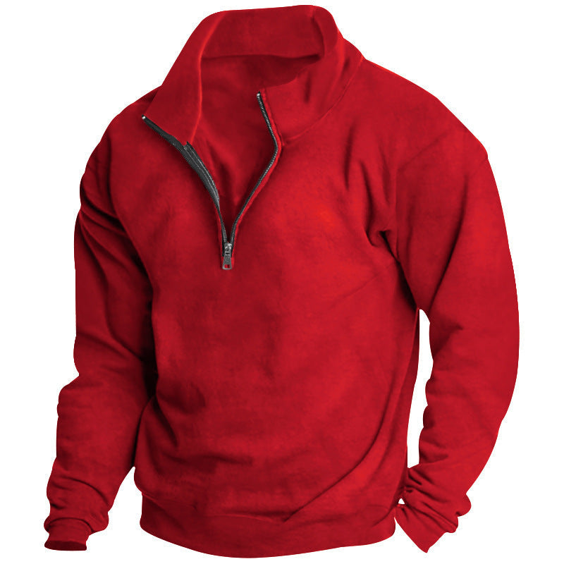 Herren Sportlicher Stehkragenpullover mit Reißverschluss R&B