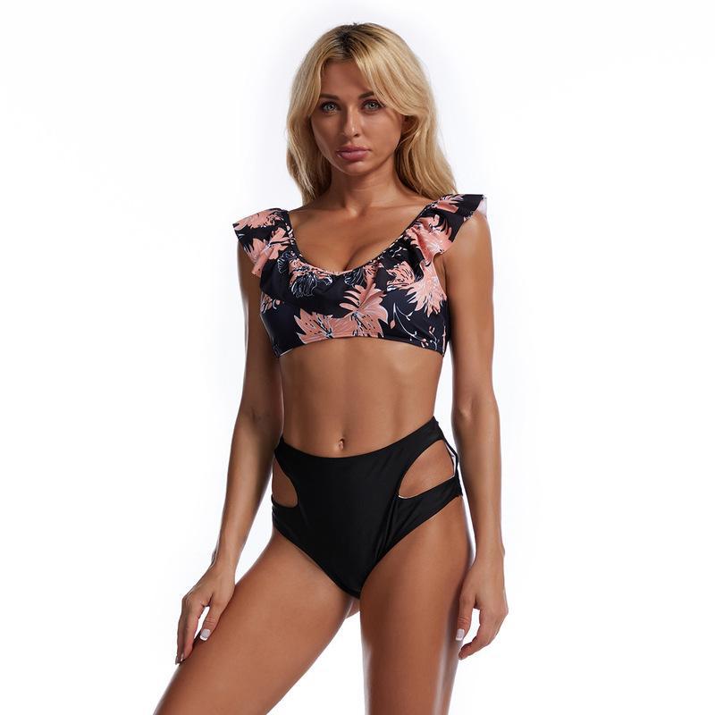 Damen Bikini-Set mit verspieltem Rüschendesign und hohem Hüftschnitt R&B