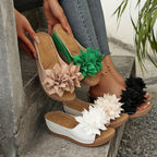 Damen Komfortable Slides mit dekorativem Blumen-Design R&B