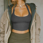Damen Sportliches Crop-Top mit breiten Trägern und figurbetonendem Schnitt R&B