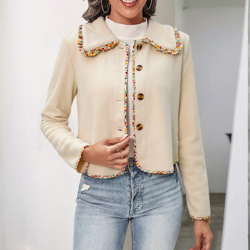 Damen elegante Jacke mit blumigen Akzenten und weichem Stoff R&B