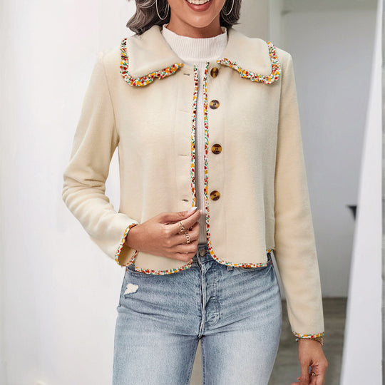 Damen elegante Jacke mit blumigen Akzenten und weichem Stoff R&B