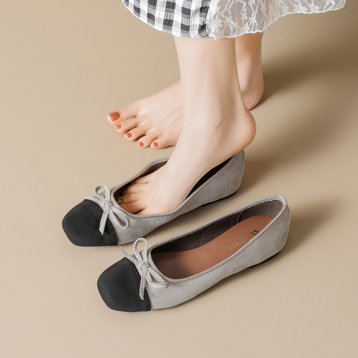 Damen elegante Ballerinas mit modischem Schleifenakzent und hochwertigem Obermaterial