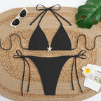 Damen Triangel-Bikini mit verstellbaren Bindändern und zierlichen Muscheldetails
