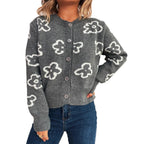 Damen Strickjacke mit floralem Muster und Knopfverschluss R&B