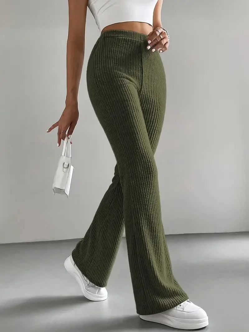 Damen Wide-Leg Ribbed-Hose R&B